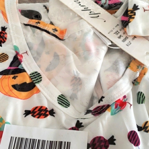 Aphratti Long Sleeve Halloween Print Swing Short Dress in Candy Print Size XXL - Picture 6 of 6